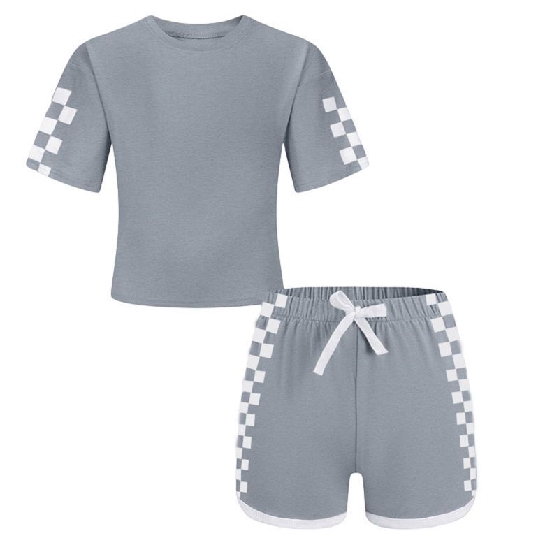 Детский повседневный комплект для девочек 5-14 лет: футболка и шорты. 150