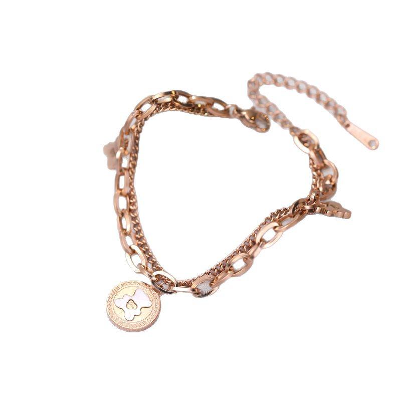 Women's Titanium Steel Bear Bracelet - Fade-Resistant, Hip-Hop Korean Style, Simple Design, Perfect for Students & Best Friends.