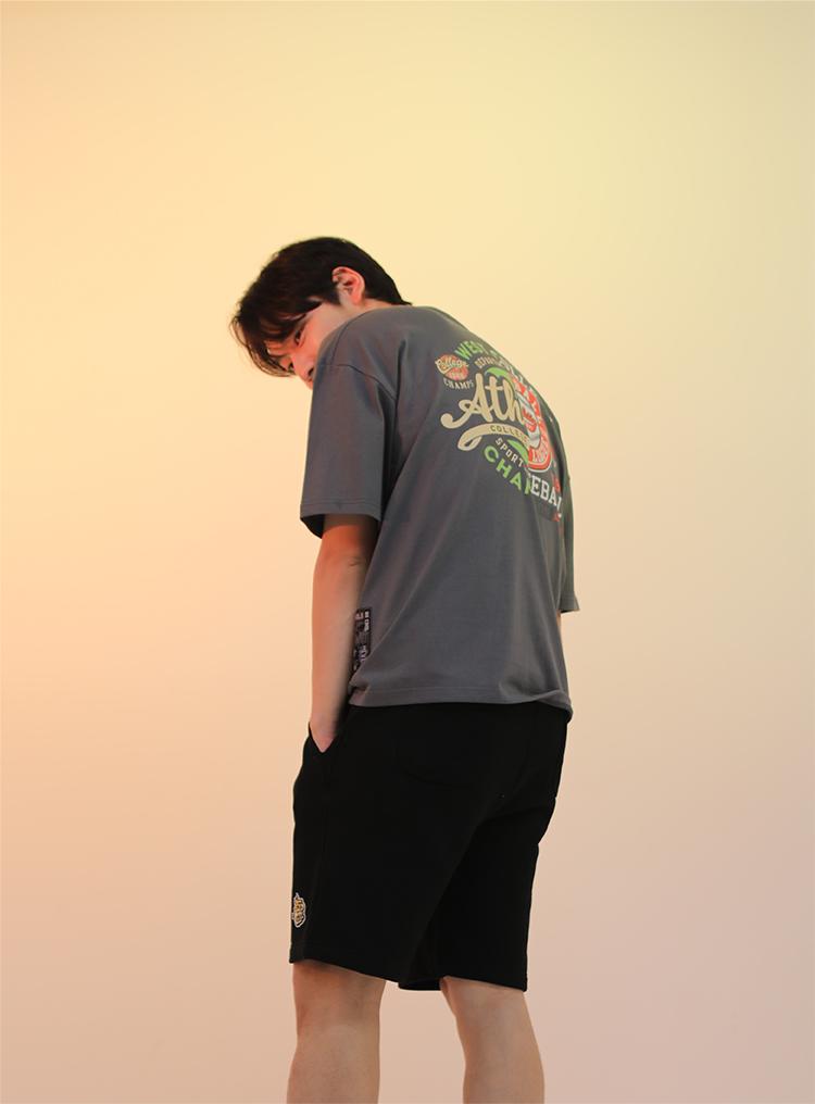 Be Bold Be Cool Half And Half [T-Shirt] Dark Gray/Free (L~Xl)