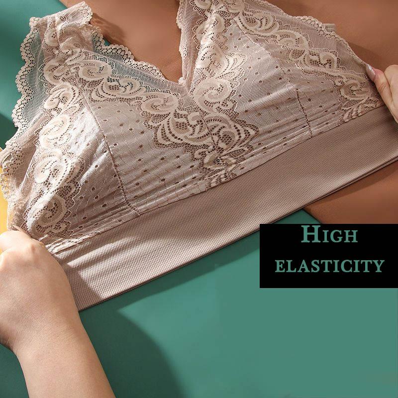 Sexy Lace Large Size Back Underwear for Women Without Steel Ring Gathered Anti-sagging Vest Bra Thin Breathable Simple Natural Bra