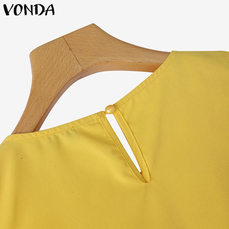 VONDA Sommer Damen O-Ausschnitt Ärmellos Plissiert Lässige Tanktops
