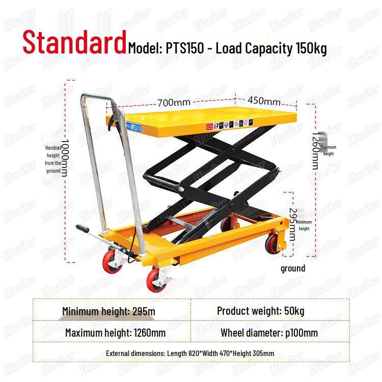 Electric Hydraulic Scissor Lift Cart - Mobile Flatbed Trolley