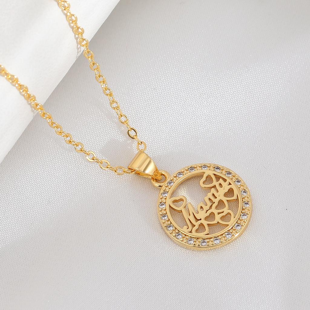 Shell Heart-shaped Peach-Flower Moon Flower Hollow Engraved Zircon Necklace