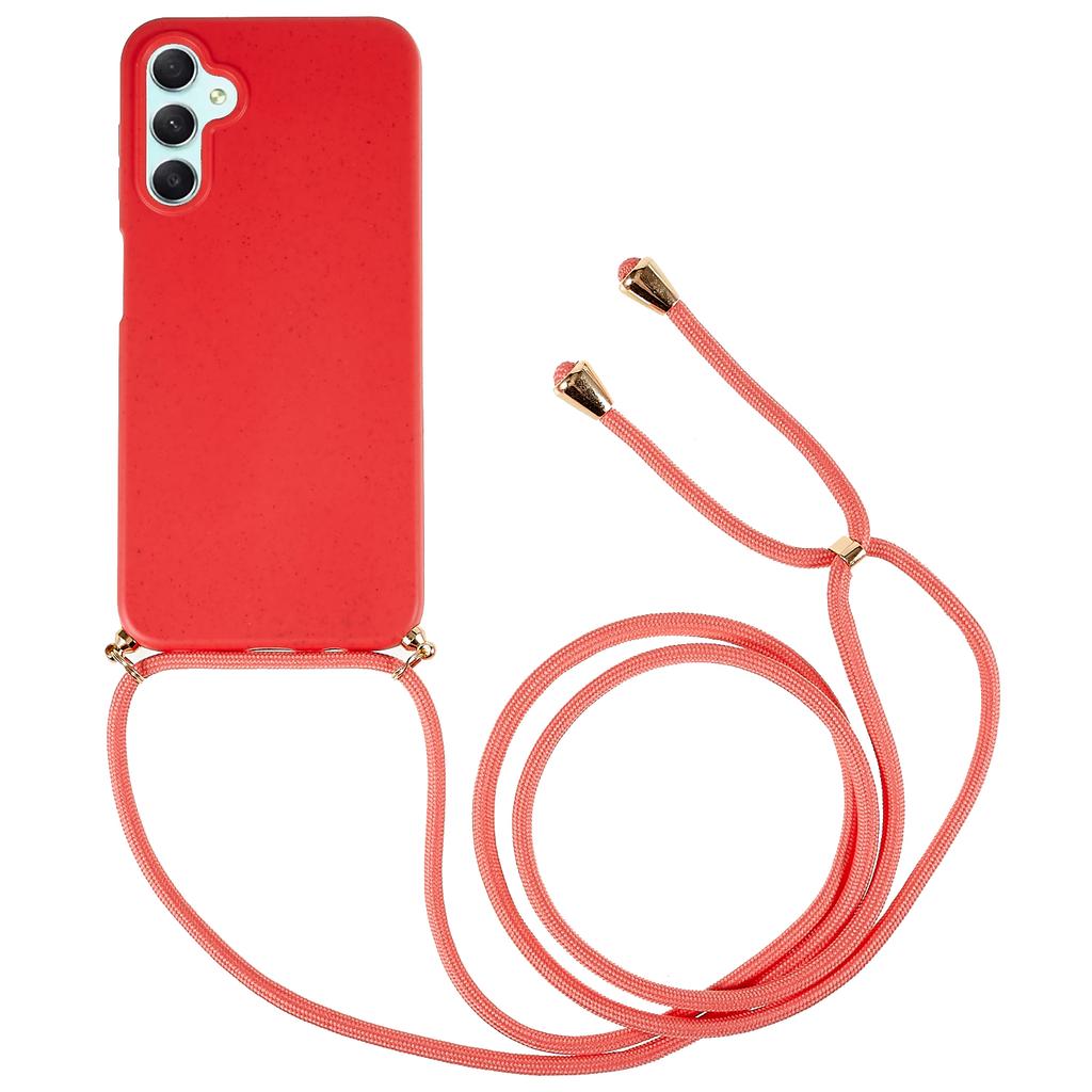Biodegradable Phone Case for Samsung Galaxy A54 5G,Wheat Straw Soft TPU Eco-Friendly Slim Protective Cover with Adjustable Lanyard