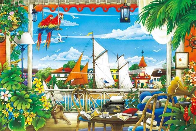 APPLEONE 1000-893 Caribbean Holiday Trade Winds by Hiroyuki Keikawa, 1000-Piece (75 X 50 Cm) Jigsaw Puzzle, Made In Japan