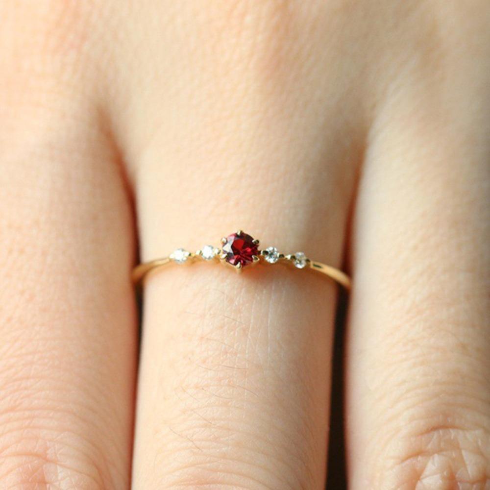 

18k Gold Plated Ruby Ring for Women Elegant Engagement Pinky Ring Fashion Statement Jewelry Gift no. 5 золотой