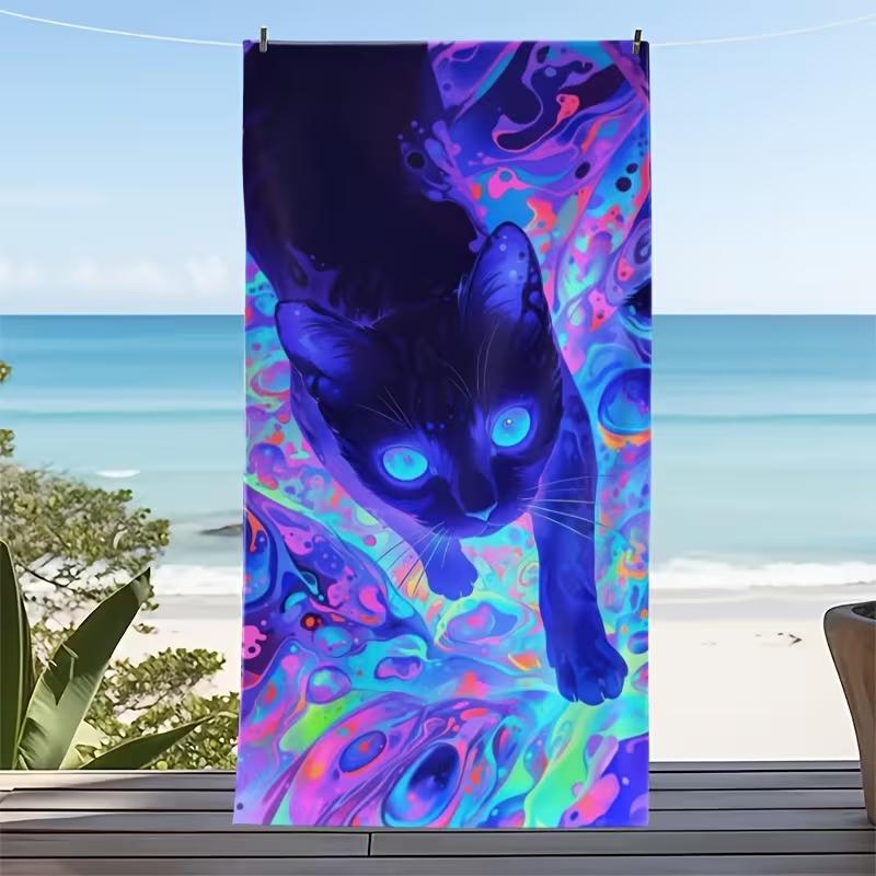 Vintage Tiger Floral Beach Towel Large Soft Absorbent Towel Boho Ethnic Style Animal Print Quick-Dry Lightweight Towel