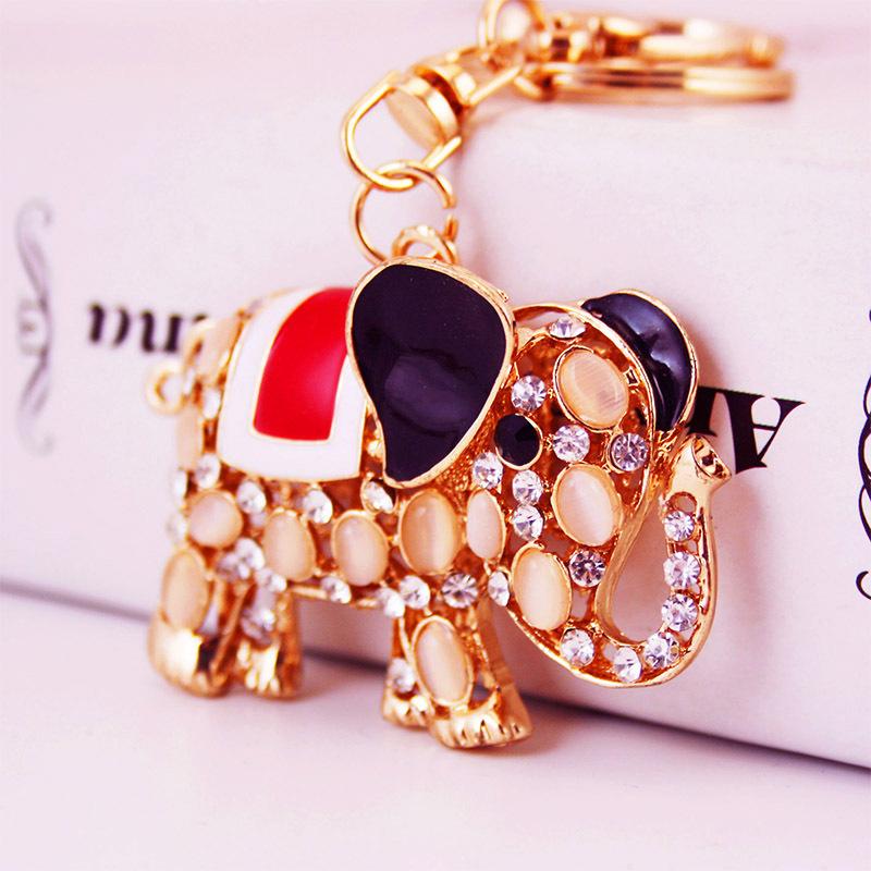 Sale Precious Stones Inlaid Thailand Elephant Car Elegant Charm Pendant Car Holder Bag Charm