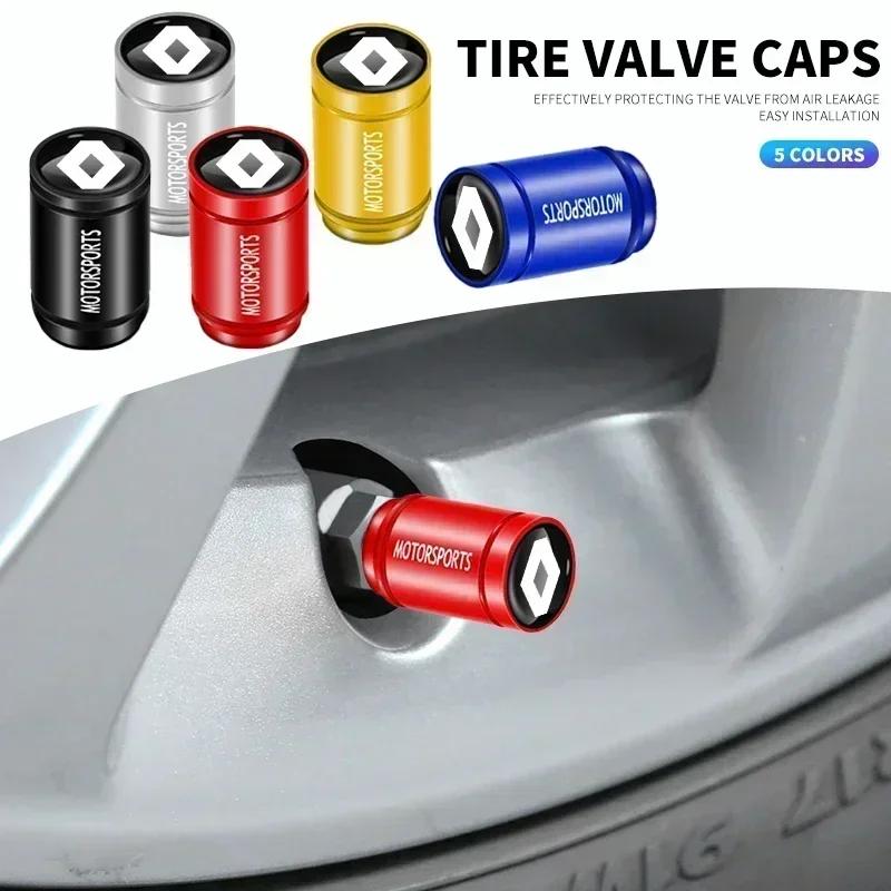 4Pcs 3D Aluminum Alloy Car Wheel Tire Air Valve Dust Caps Rim Accessories For Renault Clio 4 Megane 3 2 Captur Trafic Logan RS Z777