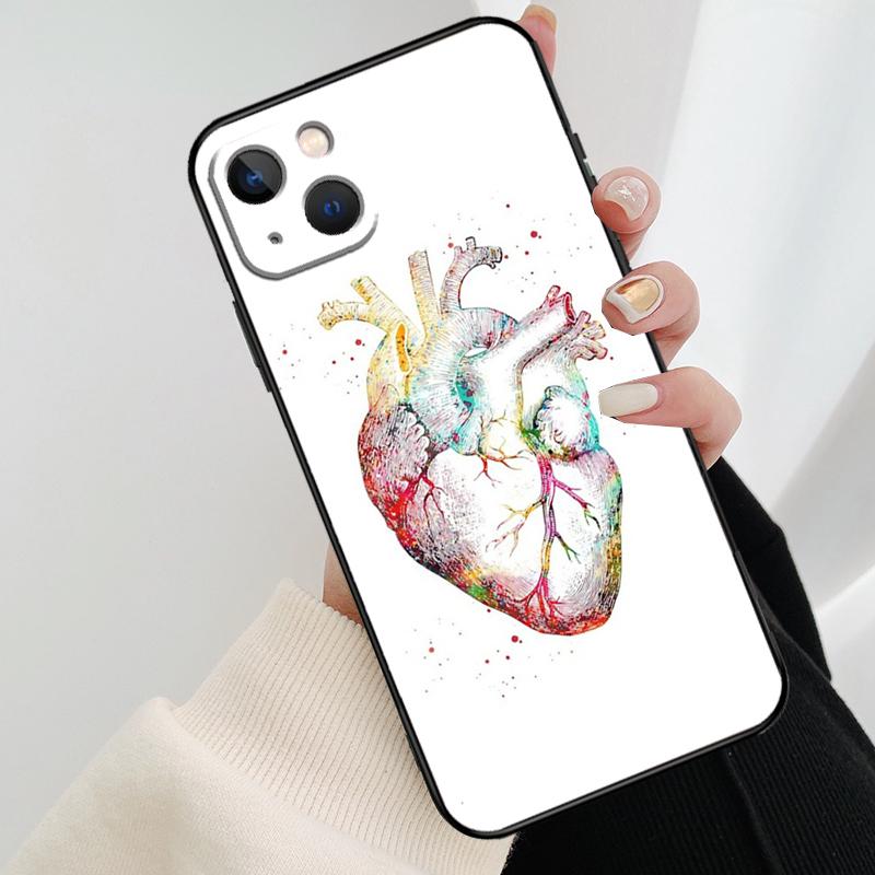Human Heart Anatomy Phone Case For iPhone 17 Pro Max 14 13 12 11 15 16 Pro Max mini 16 15 Plus 16e 17 Air Cover