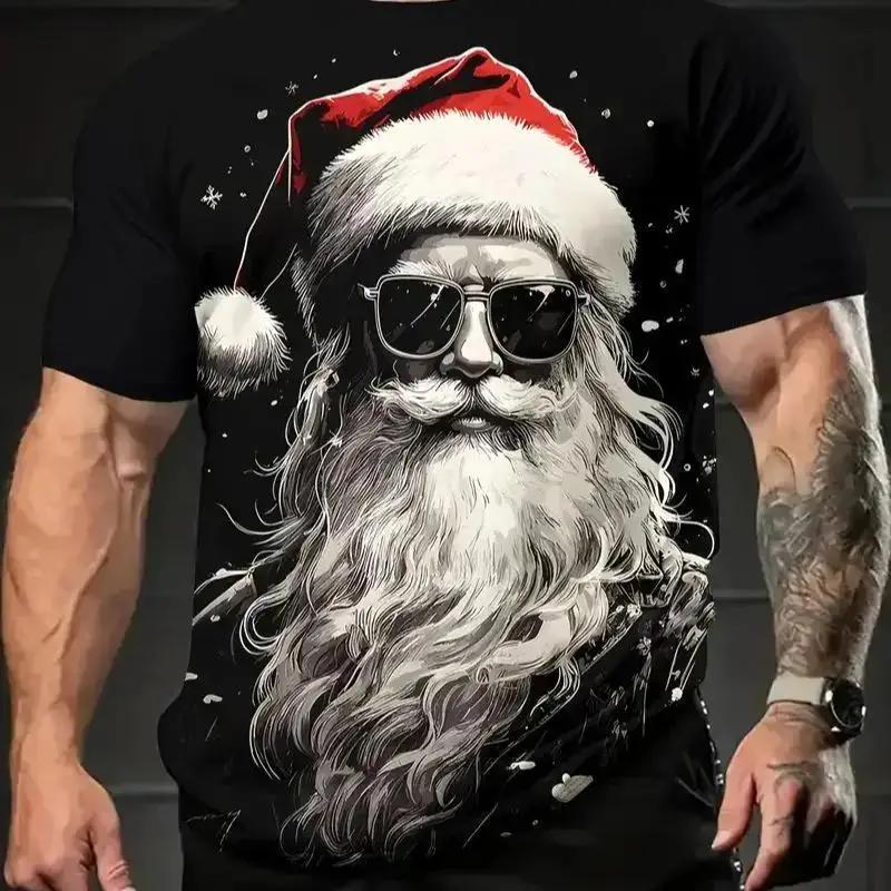 Men's Santa Comfort Top Casual Short Sleeve Daily Simple T-Shirts Men’s