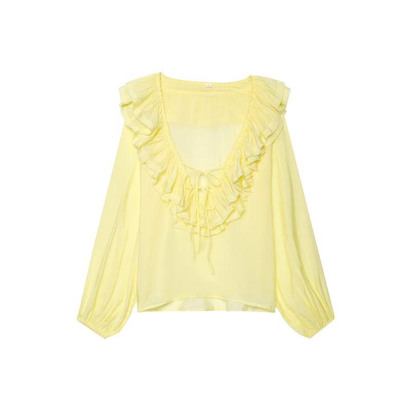 Kaslead New Arrival Women's Fashion Style Fashion Minimalist Laminated Decoration Long Sleeves Shirt 8544207