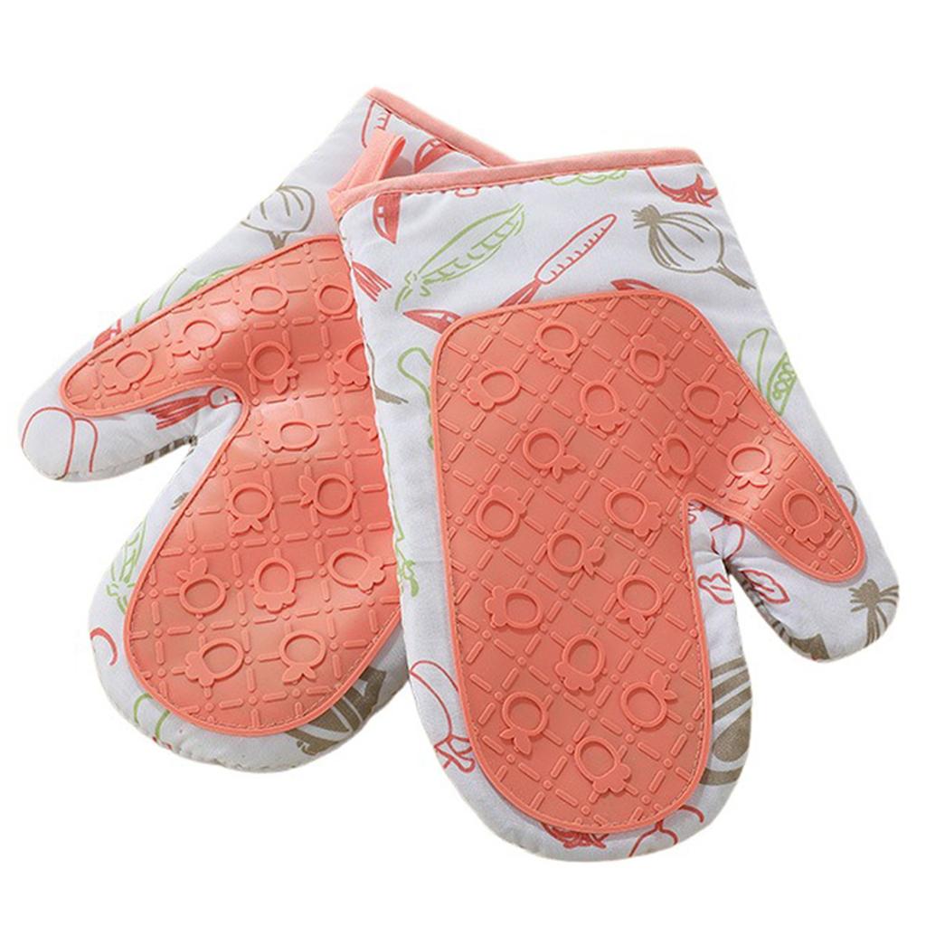 1 Pair Silicone Oven Mitts,Thickened Heat-Resistant Heat-Insulating Microwave Gloves,Prevent Burns Outdoor Barbecue,For Kitchen