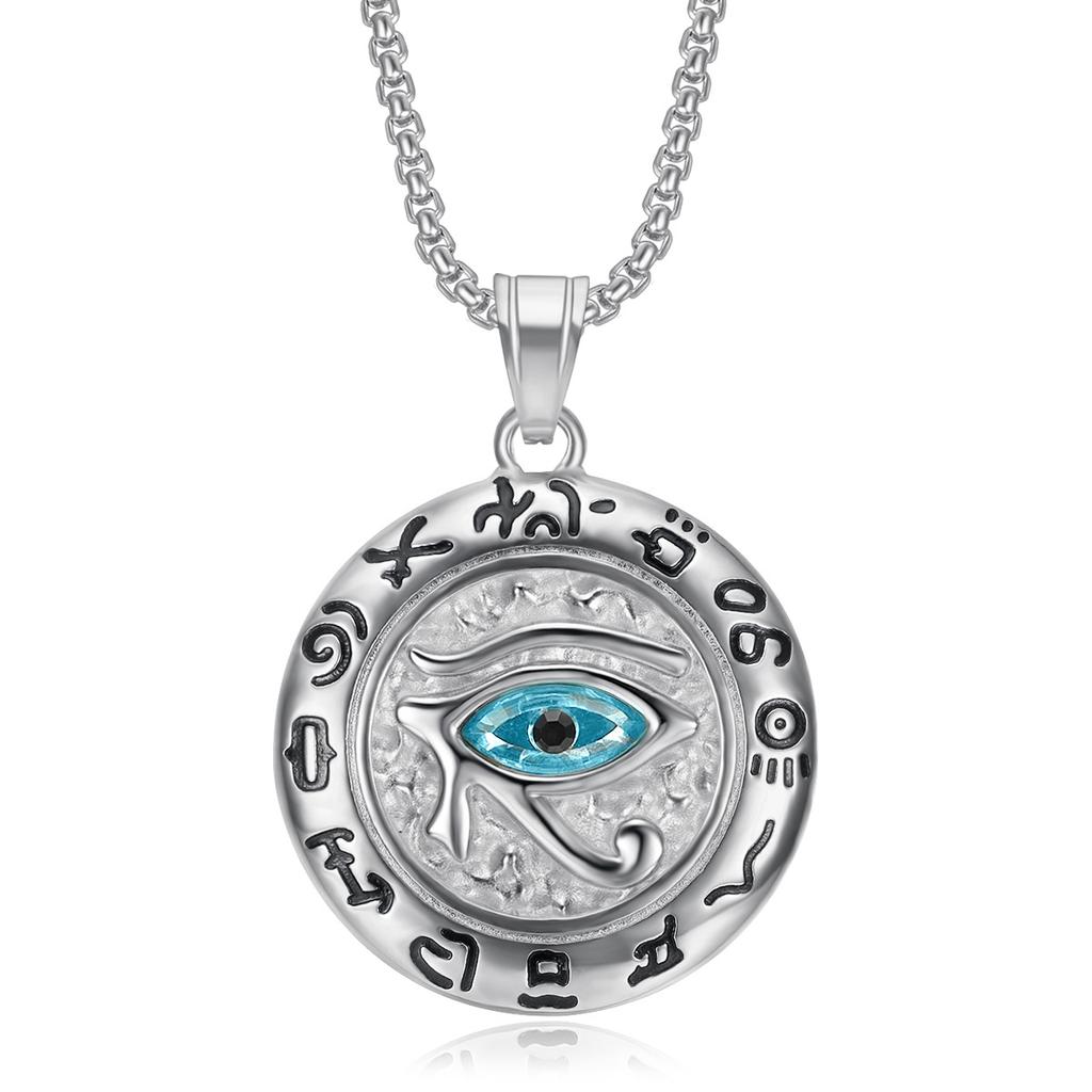 Vintage Ancient Egyptian Horus Eye Pendant Eagle Head Divine Eye Pendant Necklace 026 Fashion Trend Inlaid Zircon Men's Exquisite Jewelry