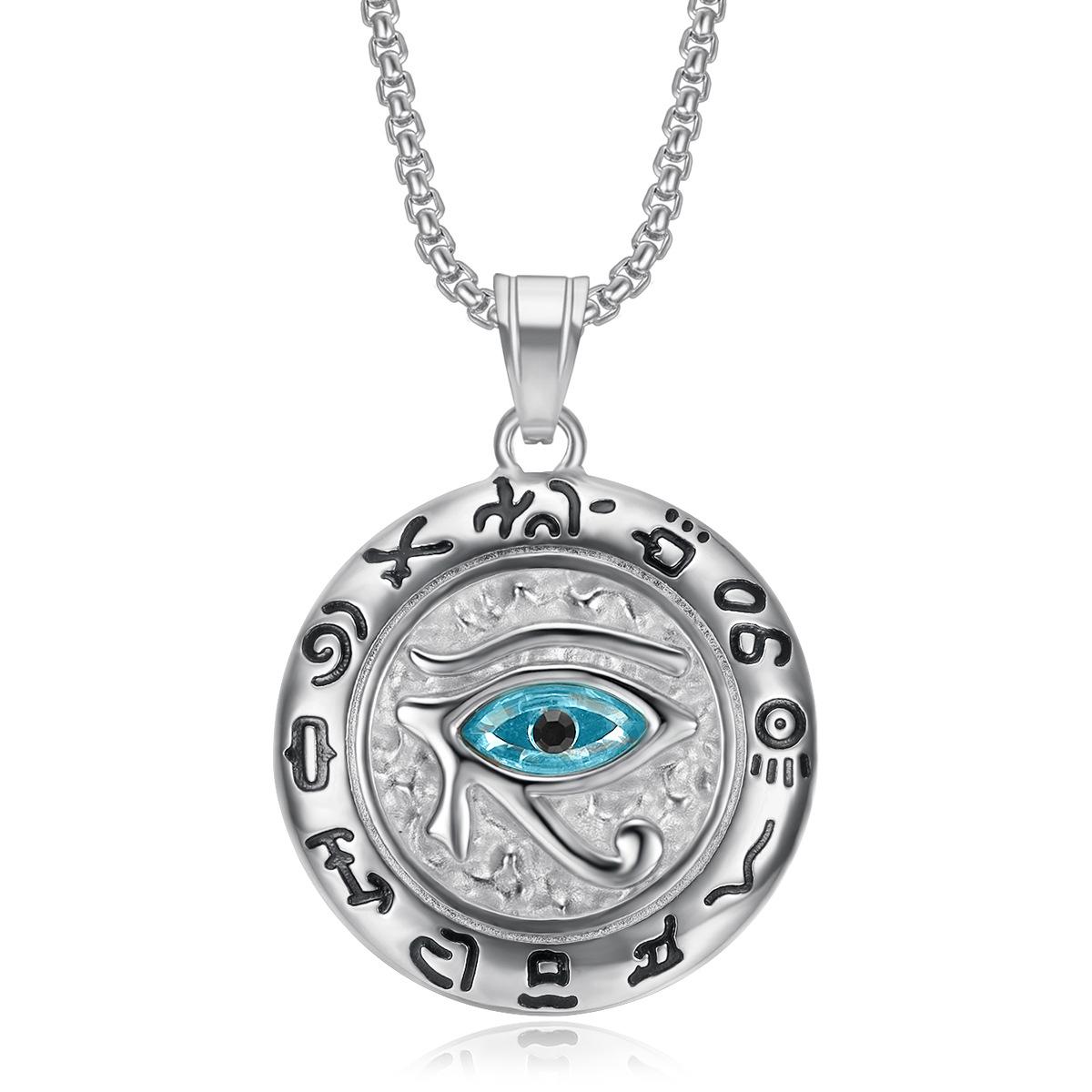 

Vintage Ancient Egyptian Horus Eye Pendant Eagle Head Divine Eye Pendant Necklace 026 Fashion Trend Inlaid Zircon Men s Exquisite Jewelry 60CM