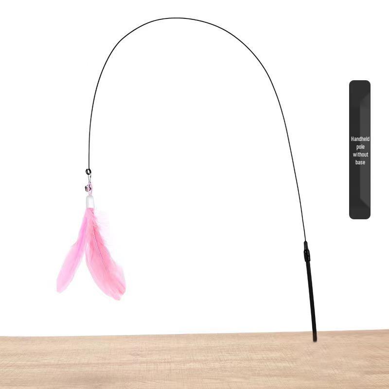 Katzenangelspielzeug: Starker Saugfuß mit langem Stab, Feder und bissfestem Draht zur Selbstbeschäftigung