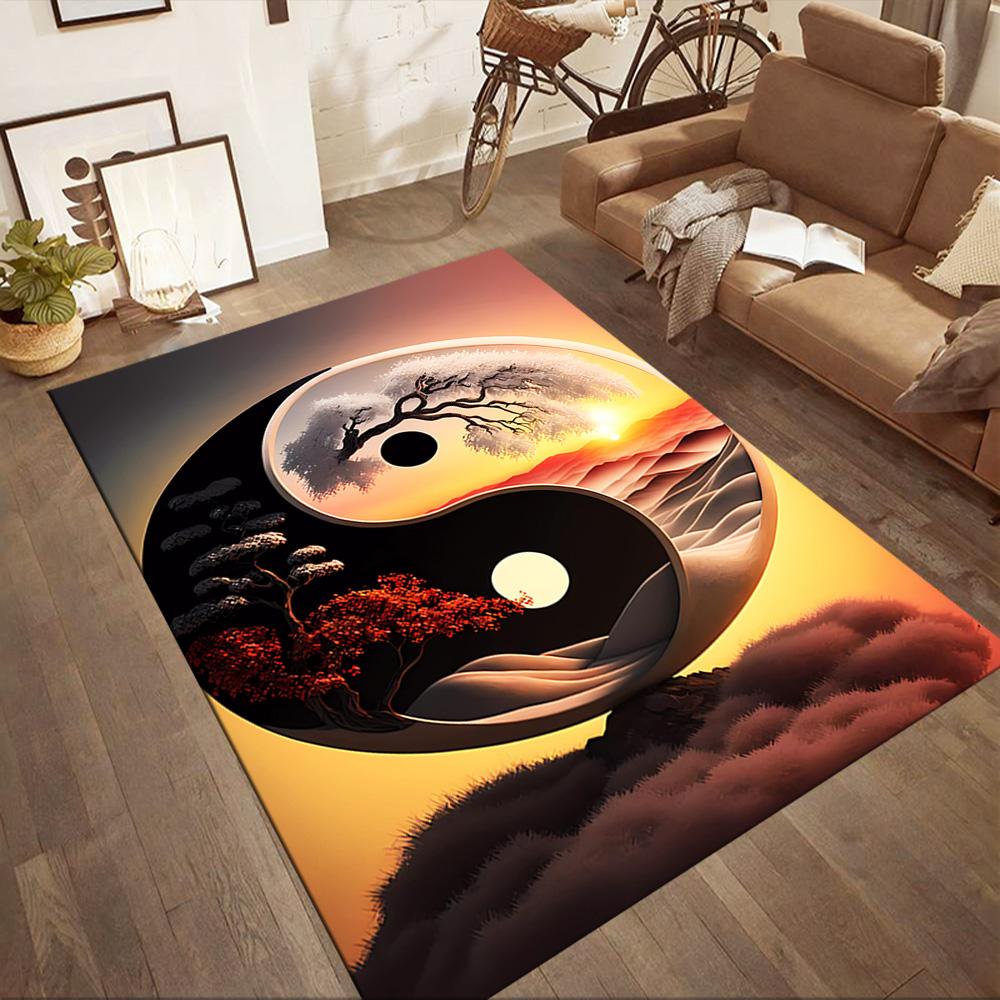 Yingyang Area Rug Design for Hallway Game Room Outdoor Living Rooms Anti-slip Rug Anime Office Decor Birthday/Christmas Gift