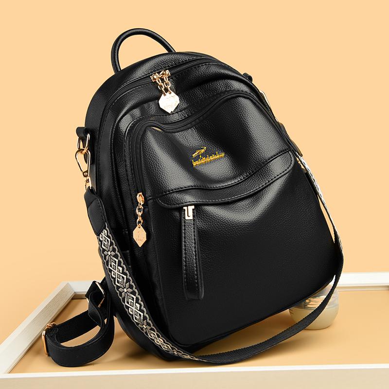 PU Backpack Women's Outdoor Travel Backpack Large Capacity Student Schoolbag