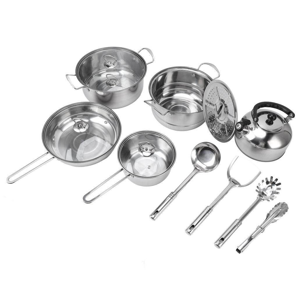Cookware Set Stainless Steel Rustproof Stick Proof Thickened Pots Pans Set for Home Kitchen Restaura