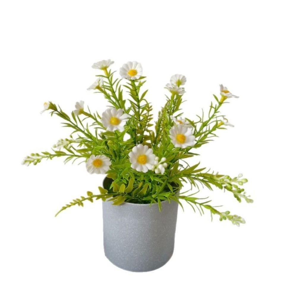 Flower Display Fake Wildflowers Artificial Flower Potted Plastic Lifelike Fake Greenery Artificial Daisy Bonsai Party Decoration