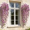 4PCS Artificial Violet Flower Wall Hanging Vine Green Plant Realistic Decoration for Wedding Home Garden Artificial Flower