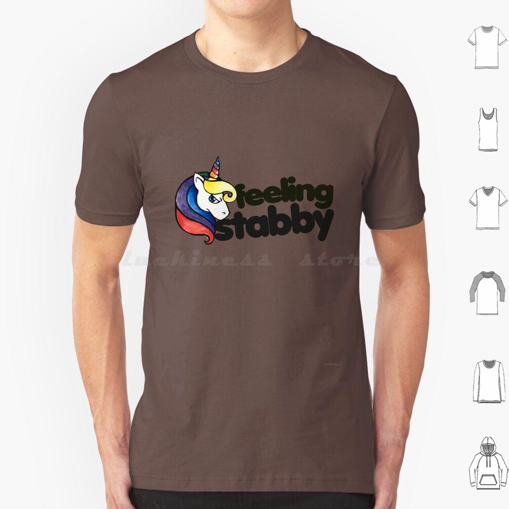 Feeling Stabby T Shirt Cotton Men Women DIY Print Feeling Stabby Stabby Unicorn Unicorns Retro Rainbow Attitude Sass Sassy