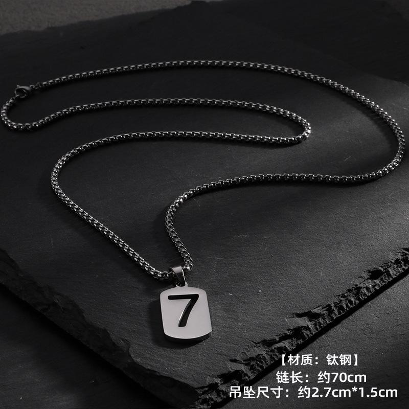 Neutral Lucky Number 7-Word Necklace Hip Hop Men's and Women's Fashion Simple Trendy Sweater Chain Street Dance Accessories