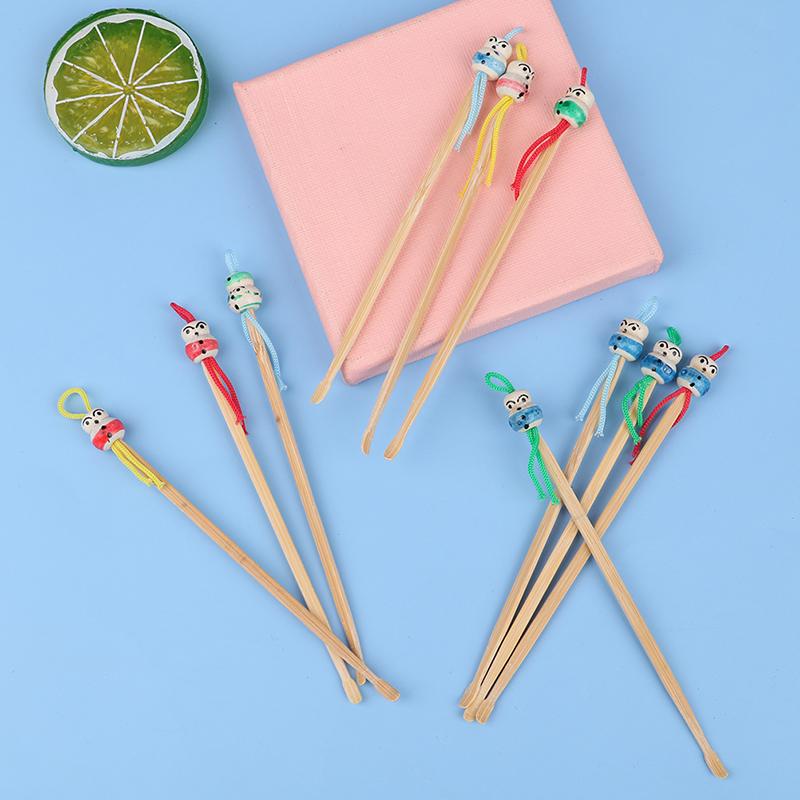 Natural Handmade Bamboo Ear Digging Spoon Doll Head Bamboo Ear Stick