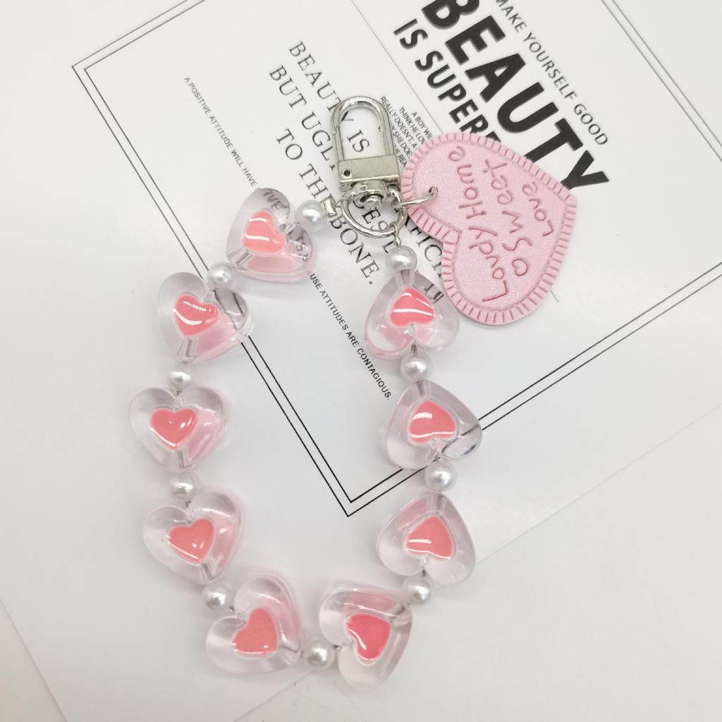 Colorful Beaded Flower Keychain, Kawaii Acrylic Flower Bag Charm with Clip