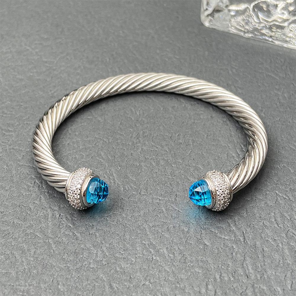 Bracciale Intrecciato a Spirale di David Decorazioni in Cristallo Colorato Bracciale con Bocca Aperta Gioielli di Moda di Alta Qualità
