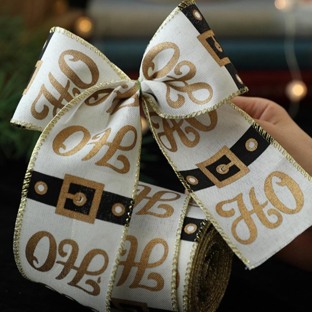 Xmas Gift Wrap Ribbon Tree Printed Bouquet Ribbon Hand Knitting Gift Box Packing Strap Party Decor