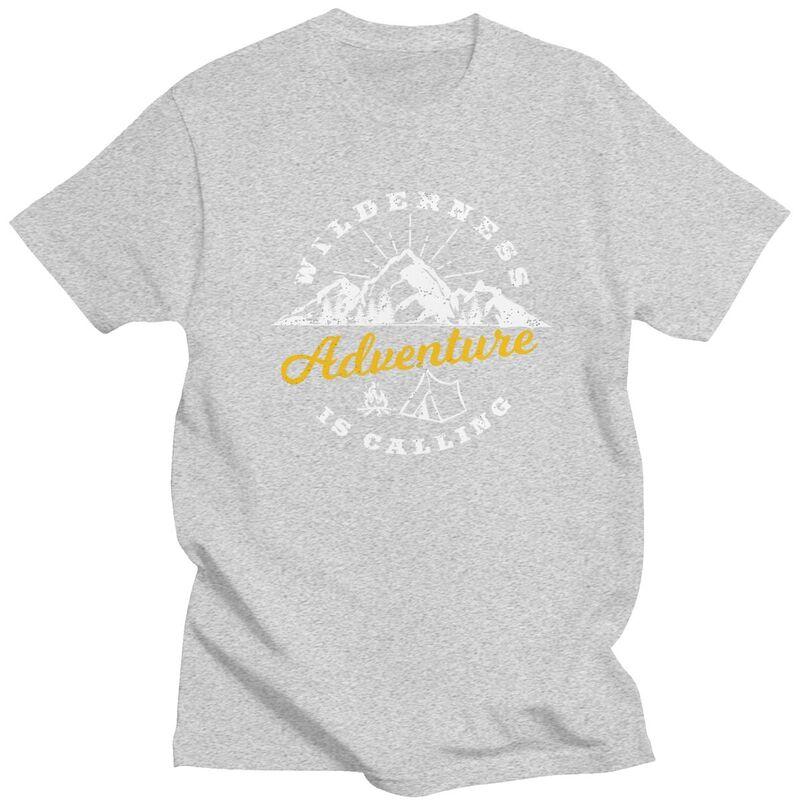 Custom Wilderness Adventure Calling T Shirts for Men Pure Cotton Tee Tops Explore Camping Tshirts Short Sleeve Casual Tshirt
