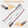 DIANN 3 Sets 2 Pin Dt Connector Waterproof Kit 2 Pin Connector Male and