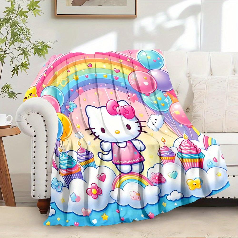 1pc Hello Kitty Rainbow Balloon Cupcake Cloud Star Heart Home Decor Blanket - Seasonal Universal Comfortable Washable Gift for All Ages, Per 130x150cm