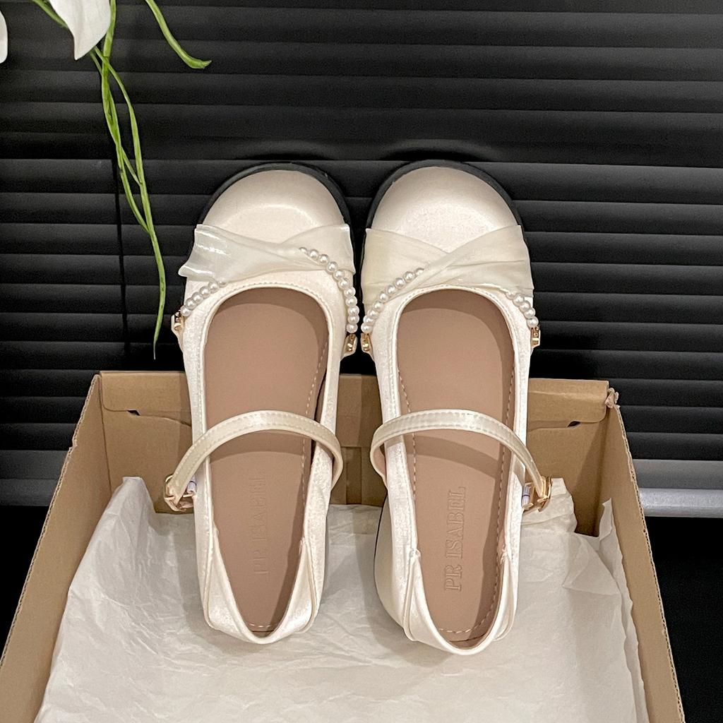 White French round head light mouth thick high heel single shoes women's summer 2025 new with skirt heightening soft sole Mary Jane shoes