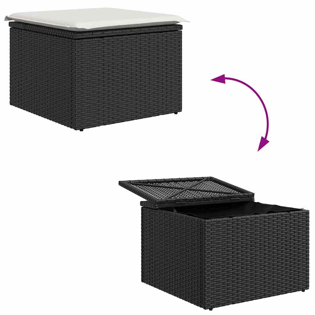 Garden Sofa Set with Storage 8 pcs Black Poly Rattan