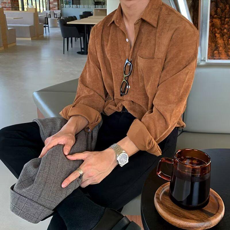 Spring and Autumn Mature Style Black Long-sleeved Shirt Men's Temperament Casual Inner Top