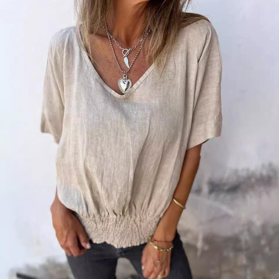 Sommer Damen Plus Size Loose T-Shirt V-Ausschnitt Casual Tops