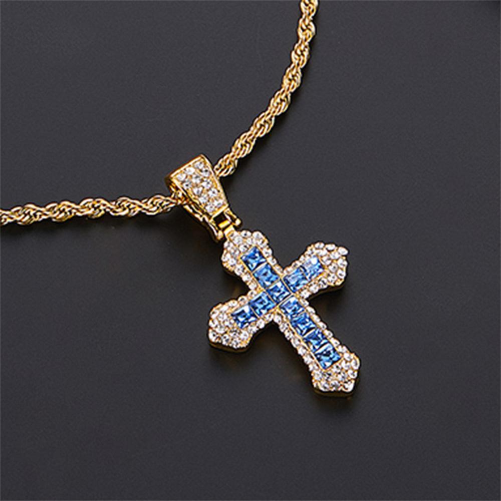 Classic Zircon Cross Necklace Iced Out Hip Hop for Men and Women Bling Pendant Punk Jewelry Gifts