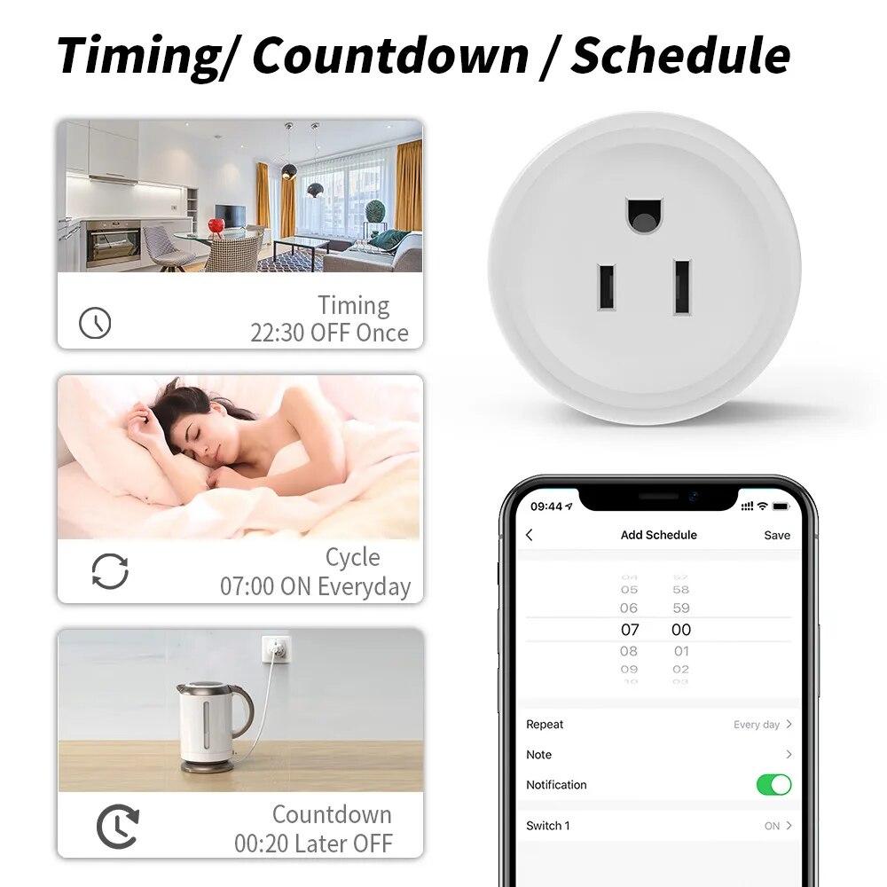 16A Smart US Plug WiFi 2.4G Outlet Home Automation CozyLife APP/Voice Control Group Timer Socket Alexa Google Home Assistant