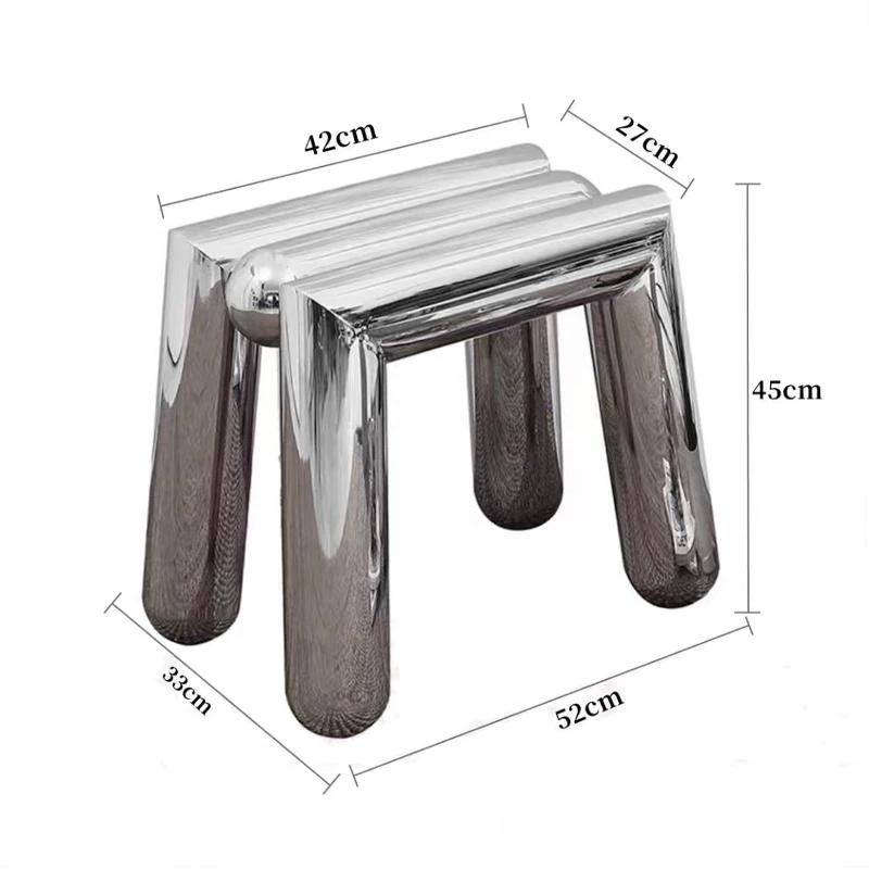 

Мебель из нержавеющей стали Табурет для обуви Мобильный дизайн Полка для гостиной Чайный столик Прихожая Пуфик Низкие табуреты Спальня Табурет для макияжа