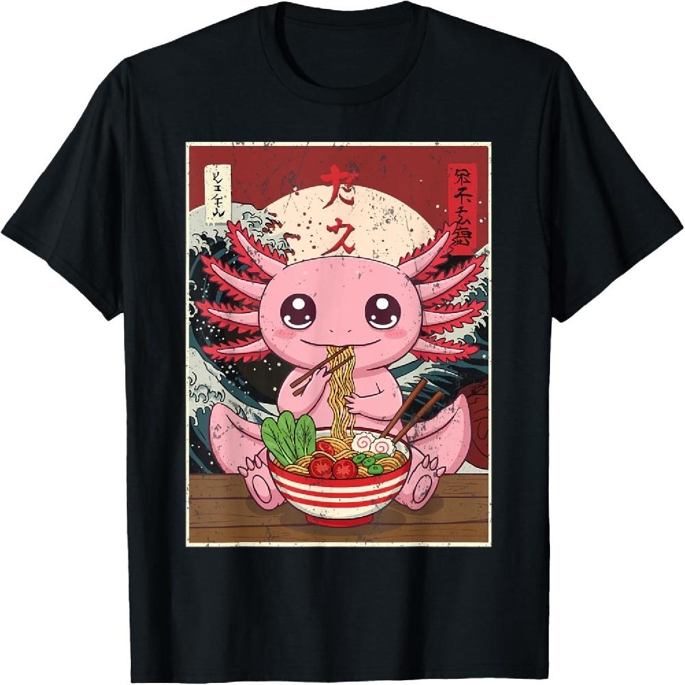 

Axolotl Ramen Japanese Funny Graphic Tees Kawaii Anime Gifts T-Shirt XXXXXL чёрный