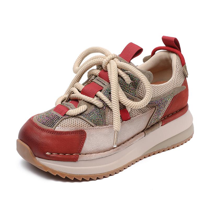 

Reversible Old-style Dad Shoes - New Thick-soled Casual Sports Shoes for Women 40 червоний