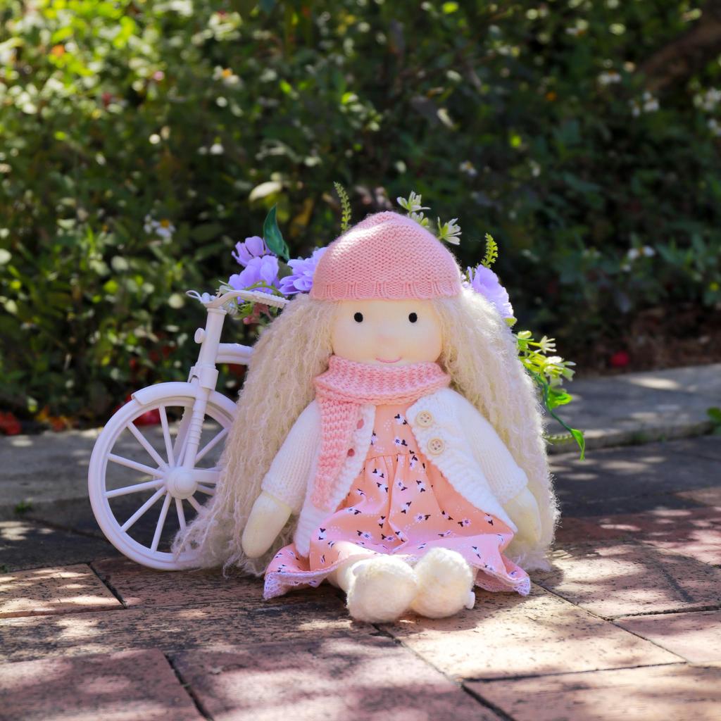 BlissfulPixie Waldorf Handmade Doll Cute Plush Girl Perfect for Kids Doll, - Julka, 30cm, Soft, Doll,