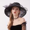 Elegant Plain-Color Large Flower Sunshade Hat for Ladies Graceful Lady's Sun Hat Fashionable UV Protection Headwear