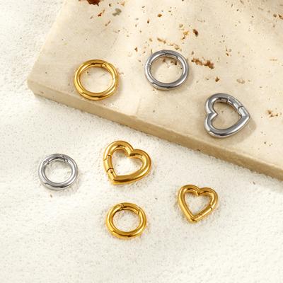 1 Piece 304 Stainless Steel Bolt Spring Ring Clasps Heart Circular Connector For DIY Necklace Jewelry Making Lobster Buckle