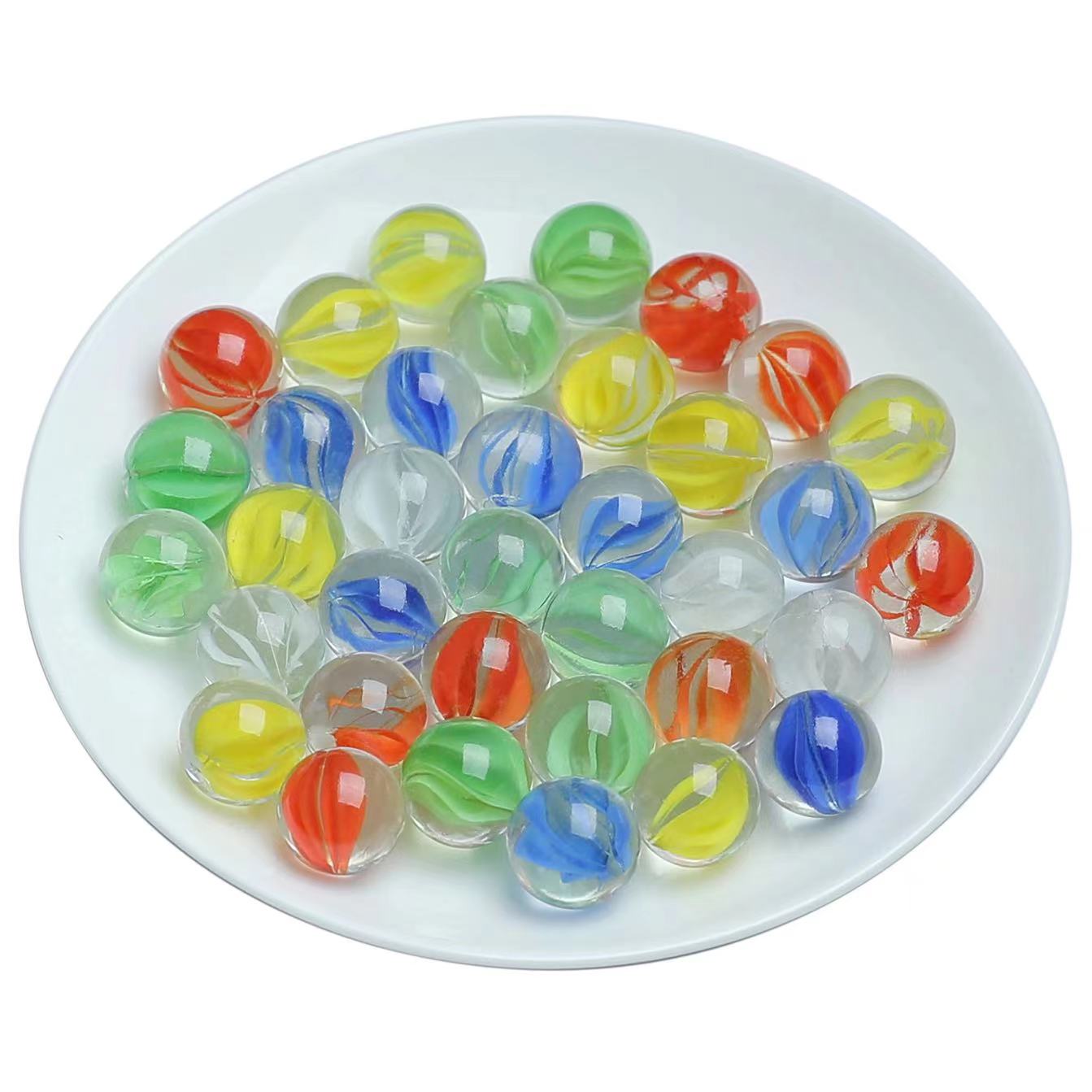 

100pcs 14MM cat eye petal glass marble catapult marble colored pattern glass beads transparent marble ball children s toy