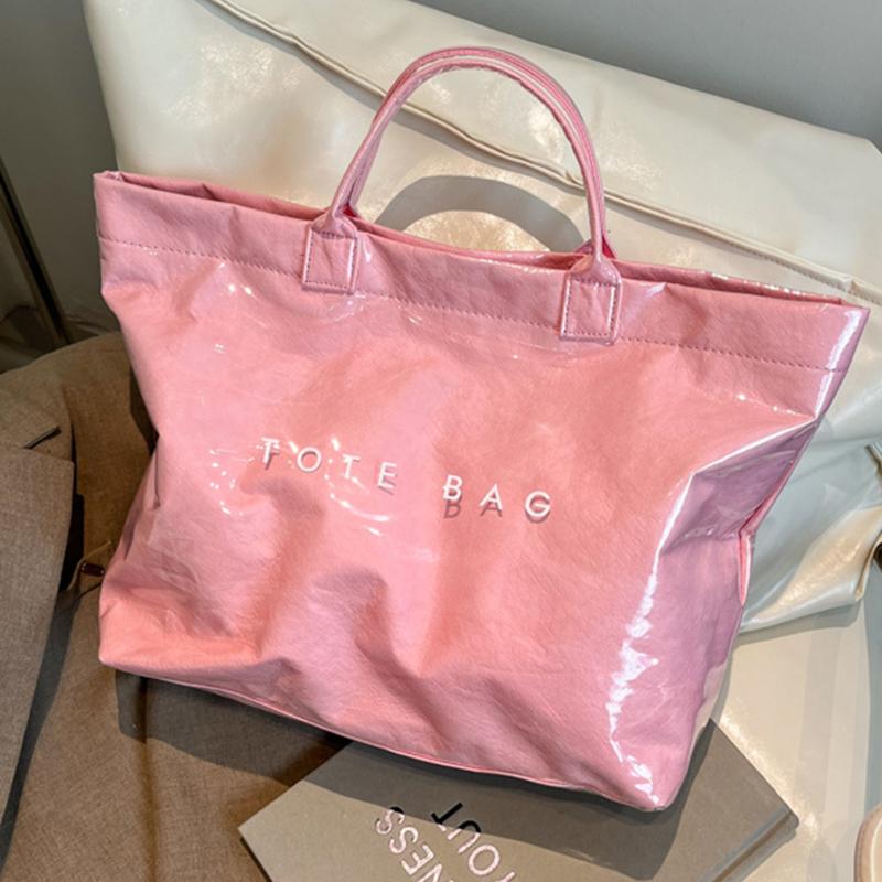 Women's Large Capacity Tote Bags Summer Casual Letter Waterproof Handbags 2025 New College Student Commuting Shopping Bag