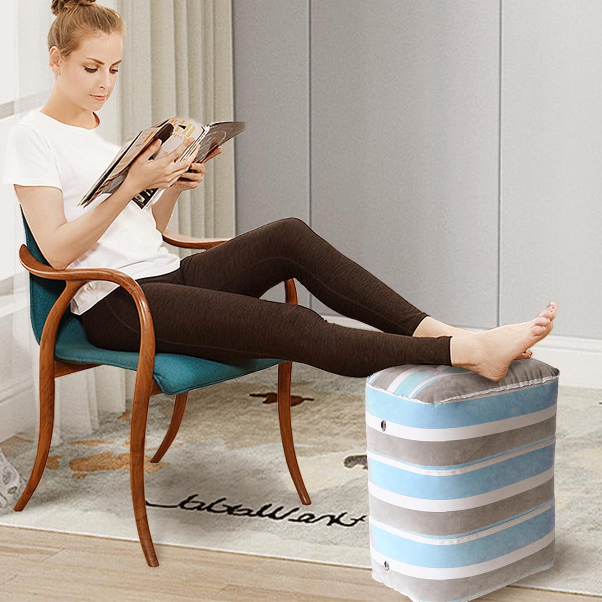 

Baiao Легкая Надувная Уличная Подушка-Подставка для Ног для Путешествий в Автомобиле, Регулируемая Портативная Подставка для Ног в Автомобиль, Товары для Комфорта Детей в Самолете (синий) синий