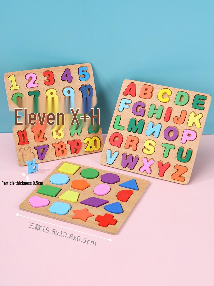Building Blocks Puzzle for Number & Letter Recognition, Educational Toys, Hand-Grip Board for Children 2 Years and Up.